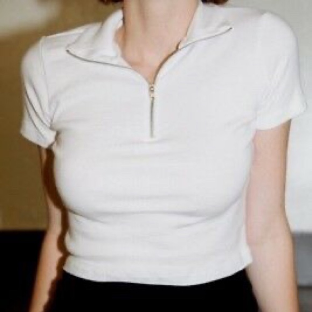 Brandy Melville White Zip up